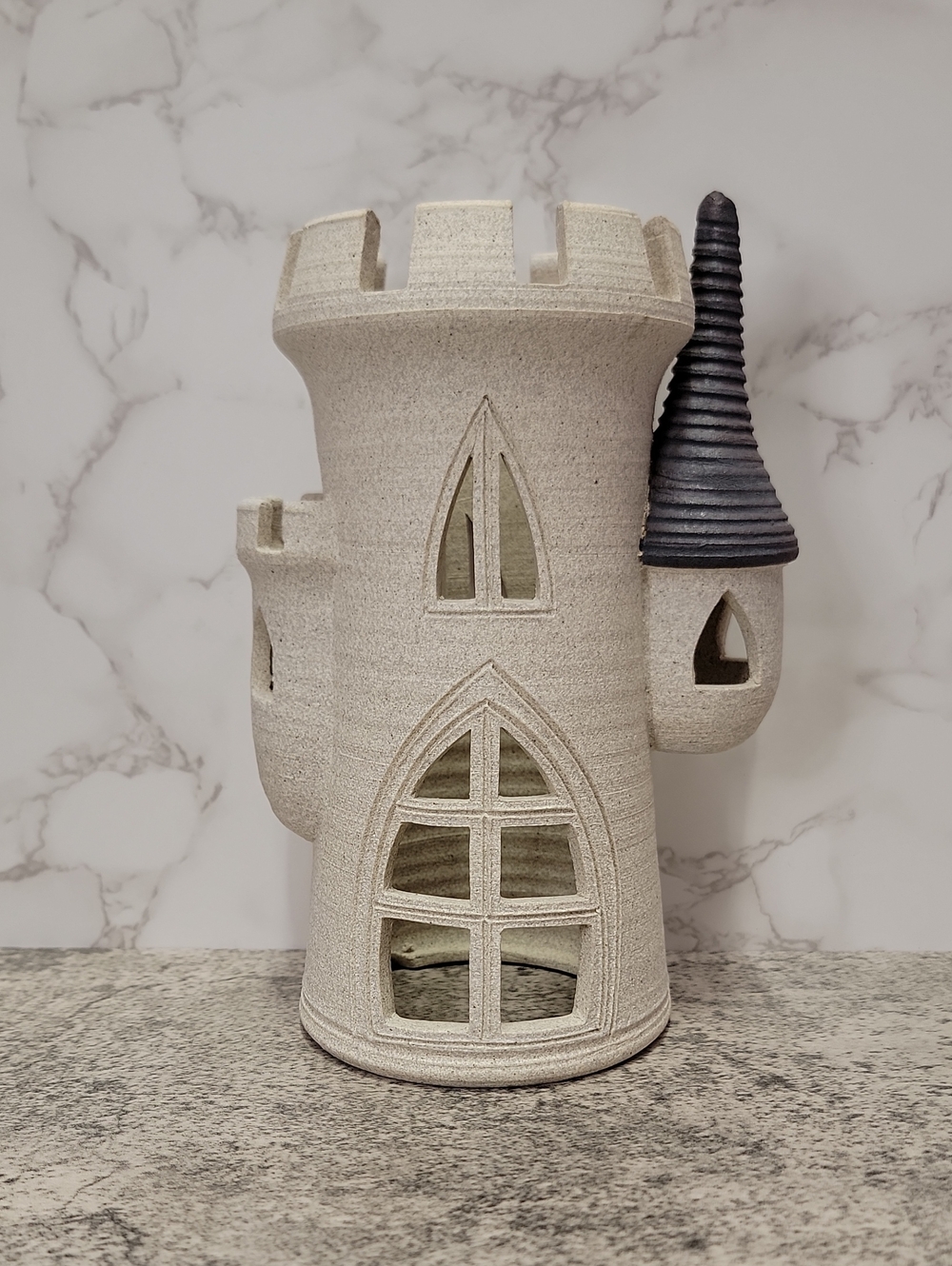Unique Ceramic Castle Lantern Light Holder Gothic Turret
